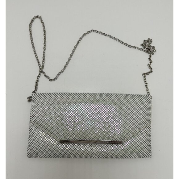 BCBGMAXAZRIA White Iridescent Crossbody Purse Clutch Handbag - Picture 1 of 5